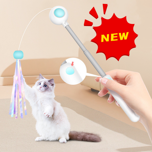 NEW 2-in-1 Retractable Cat Wand Toys Gravity Pet Laser Tease Cat Stick Self Hi Toy With Ball