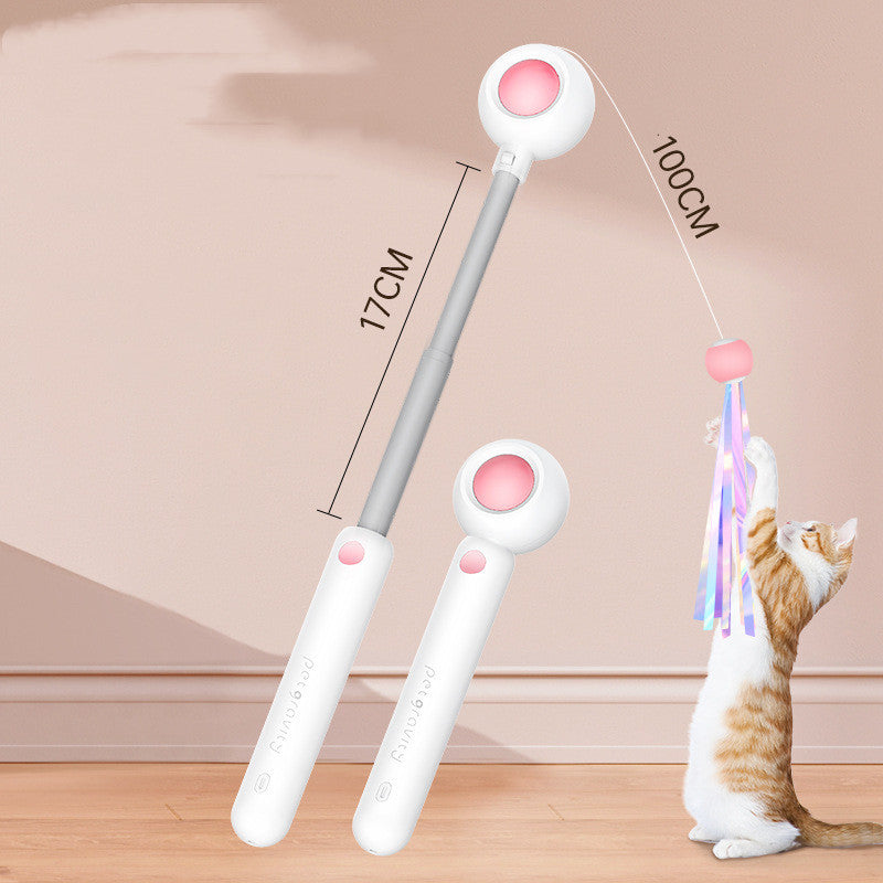 NEW 2-in-1 Retractable Cat Wand Toys Gravity Pet Laser Tease Cat Stick Self Hi Toy With Ball